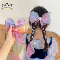 Sweet Long Ribbon Bow Hair Clips For Girls Colorful Chiffon Hairpin Children Kids Barrettes Hair Accessories