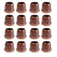 ✢❂ 16pcs Scratches Proof Caps Floor Protectors Chair Leg Fit 1.9 - 2.5cm Soft Padding With Wrapped Felt Round Brown TPE Rubber