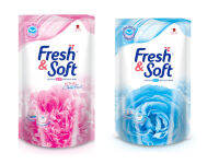 ( มีคูปองส่งฟรี / 400 มล.  ) Fresh &amp; Soft น้ำยาซักผ้า เฟรช แอนด์ ซอฟท์ กลิ่น Morning Kiss (สีฟ้า)  เเละ กลิ่น LOVELY KISS (สีชมพู)   ชนิดเติม 400 ml