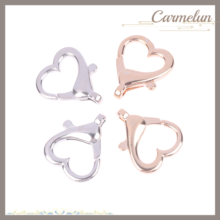 carmelun-พวงกุญแจตะขอล๊อบสเตอร์หัวใจ2ชิ้น-เซ็ต-พวงกุญแจโลหะแบบสแน็ปเครื่องประดับสายคล้องตะขอกระเป๋าหัวเข็มขัดทริกเกอร์เครื่องประดับอุปกรณ์กระเป๋า-diy