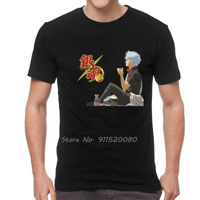 Gintama Gintoki Sakata T Shirt MenS Cotton Print T-Shirts Novelty Tshirt Japan Anime Manga Tee Tops Harajuku Streetwear