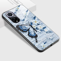 เคสโทรศัพท์ PMP สำหรับ Huawei Nova 8 Nova 8i Nova 9 SE ภาพวาดสีน้ำมันหรูหราซีรีส์ผีเสื้อออกแบบให้กันกระแทกเคสมันวาวกระจกเทมเปอร์เคสโทรศัพท์ด้านหลัง