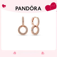 ต่างหู แพนดอร่า โรสโกลด์ สำหรับผู้หญิง ต่างหู  Pandoraˉ Rose Gold Womens Earrings Pandoraˉ Rose Shining Double-ring Earrings 289052C01 Light Luxury Advanced Valentines Day Gift