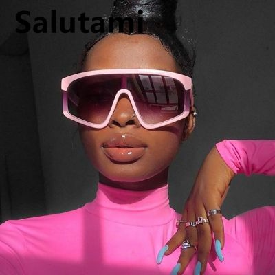 Rivet Leg One Piece Sunglasses For Women 2020 New Gradient Pink Black Sun Glasses Female Uv400 Flat Men Sun Glasses Big Frame