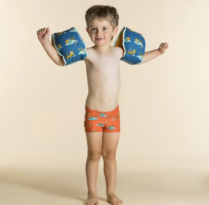 ของดี-ห่วงยางสวมแขนว่ายน้ำสำหรับเด็กที่มีน้ำหนัก-15-30-กก-สีชมพูพิมพ์ลาย-ละมั่ง