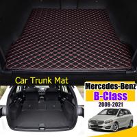 แผ่นรองท้ายรถทำจากหนังสำหรับ Mercedes-Benz B Class 2009-2021แผ่นปูท้ายรถพรมเช็ดเท้าพรมสำหรับรถยนต์โคลน