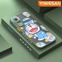 YIWESAN เคสสำหรับ VIVO Y51 2020 Y31 2021 Y51A Y53s 4G,เคสบางรูปโดราเอมอนน่ารักมีน้ำค้างแข็งโปร่งใสแข็งขอบสี่เหลี่ยมกันกระแทกเคสนิ่มป้องกันคลุมทั้งหมดปลอกซิลิโคน