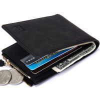 Vintage Zipper Men Wallets Leather Wallet Money Bag Credit Card Holder Dollar Bill Wallet Clutch Purse for Boy Use Short Wallets