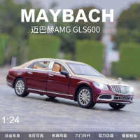 (กล่องโฟม) 1:24อัลลอย Maybach Gls600 6เปิดประตูเพลงบลูเรย์ดึงกลับโมเดลรถของตกแต่ง