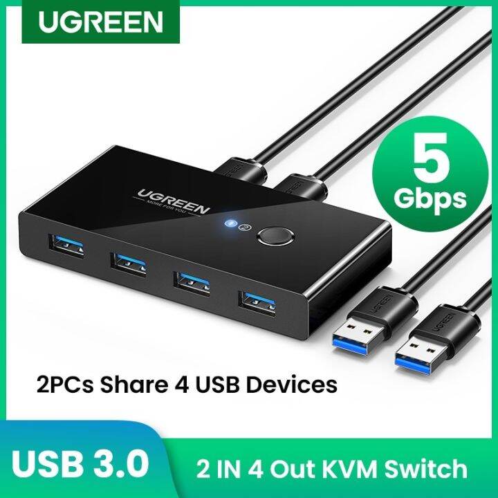 ugreen-สวิตช์-usb-usb-kvm-3-0-2-0-kvm-usb-switcher-สำหรับเครื่องพิมพ์เมาส์และคีย์บอร์ดกล่อง-mi-xiaomi-2ชิ้นพอร์ตแชร์อุปกรณ์-usb-ฮับ4ชิ้น-feona