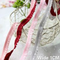 [HOT!] 1CM Wide Elastic Ruffle Embroidered Fungus Lace Ribbon Trim Stretch Webbing Dolls Clothing Handmade DIY Sewing Material 7Colors