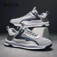 IELGY รองเท้าผ้าใบสีเบจเทรนด์เชือกผูกแบบระบายอากาศ Flyknit รองเท้าวิ่งในฤดูร้อนรองเท้าบุรุษ