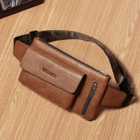 PU Leather Waist Bag Men Travel Waist Pack Small Fanny Pack Male Belt Pouch Bag Casual Cell Phone Chest Bag Sling Bag Adjustable