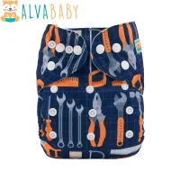 สินค้ามาใหม่! Alvaby ผ้าอ้อมแบบใช้ซ้ำได้สองแถว Snaps Pocket Diaper พร้อมไมโครไฟเบอร์1ชิ้น