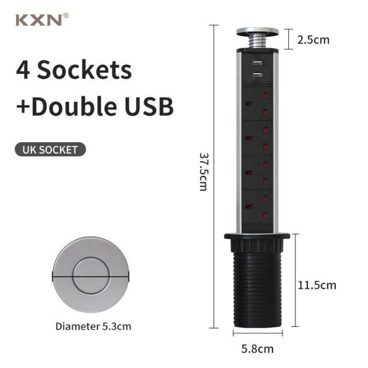 KXN Manual Power Tabletop PopUp Socket Hidden Concealed UK Standard