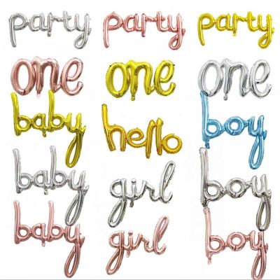1st Birthday Rose Gold Conjoined Balloons One Boy Girl Love Letter Foil Balloon Baby Shower Birthday Party Decoration Air Globos Balloons