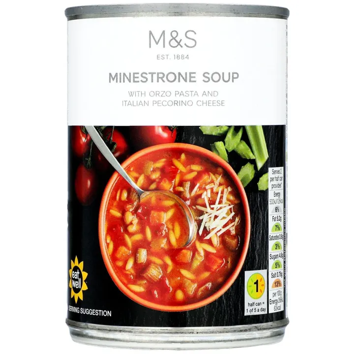 M&S Minestrone Soup 400g x1 Marks and Spencer Canned Food with Orzo