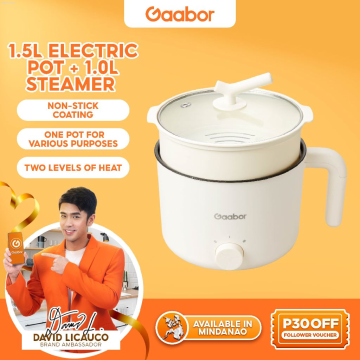 Gaabor Electric Pot NonStick Two Levels of Heat 1.5L Capacity With 1