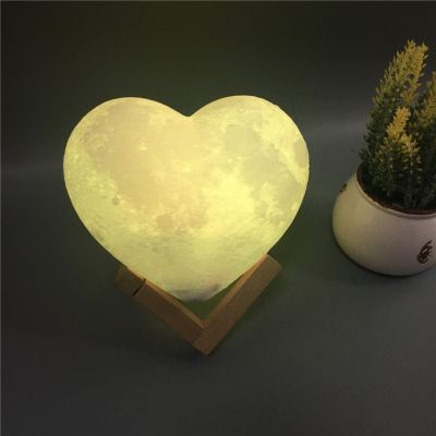 USB 3D Night Light Fixtures Heart Shape Moon Lamp Levitating Rechargeable Led Color Change Touch Lighting Bedrooms Lamp For Home