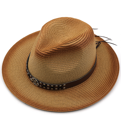 ธรรมชาติปานามานุ่มรูปหมวกฟางฤดูร้อนผู้หญิงผู้ชายหมวกคาวบอยพ่อปีกกว้างหาดซันหมวกป้องกันรังสียูวีสาว Fedora หมวก