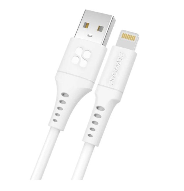 CHARGER CABLE (สายชาร์จ) PROMATE USB-A TO LIGHTNING POWERLINK-AI200 2 METER (WHITE)