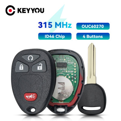 KEYYOU 4ปุ่มรีโมทคอนล ID46 Transponder Key สำหรับ GMC Acadia สำหรับ Chevrolet Avalanche สำหรับ Buick Enclave OUC60270 315Mhz
