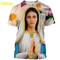 เสื้อยืดพิมพ์ลาย3D Virgin Mary สำหรับผู้ชาย/ผู้หญิงเสื้อยืดพิมพ์ลายบุคลิกภาพดูเท่เสื้อยืดกราฟิก XXS-6XL เสื้อเชิ้ตพลัสไซส์แฟชั่นใหม่