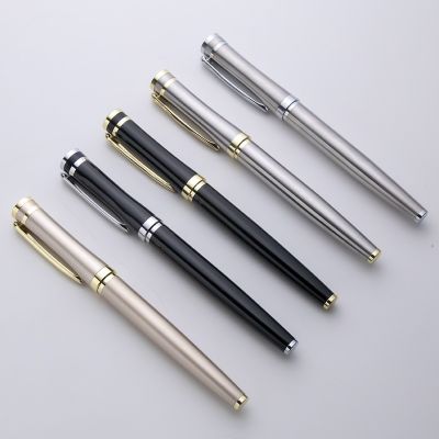 1 Piece High Quality Black Office Writing Pen Spin Metal Signature Ink Pens Stationery Office Trim Metal Ballpoint Pen Pens