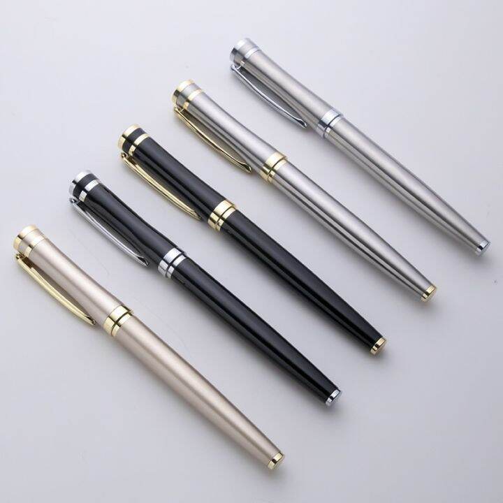 1-piece-high-quality-black-office-writing-pen-spin-metal-signature-ink-pens-stationery-office-trim-metal-ballpoint-pen-pens