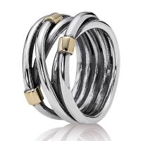 Authentic 925 Sterling Silver Sparkling Eternity Entwined Silver Gold Rope Bands Ring For Women Wedding Party Fashion Jewelry