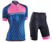 สต็อกสำเร็จรูป Womens Northwave Breathable Short SleeveCycling Jersey And Shorts Set ชุดเสื้อปั่นจักรยานสำหรับผู้หญิง