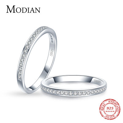 Modian คลาสสิกที่เรียบง่าย100 925เงินสเตอร์ลิงเสน่ห์ AAA Z Irconia แหวนนิ้วสำหรับผู้หญิงแต่งงานหมั้นชี้แจงเครื่องประดับ