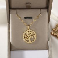 European and American mythological ring copper micro-inlaid zircon tree of life necklace for women charm banquet wedding jewelry