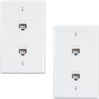 2 Port Ethernet Wall Plate, Cat6 Female to Female Wall Jack RJ45 Keystone Inline Coupler Wall Outlet, White