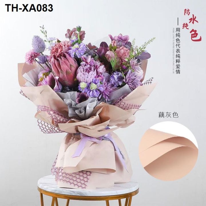 สไตล์เกาหลีรักแรกกระดาษสีบริสุทธิ์กระดาษห่อช่อดอกไม้กันน้ำกระดาษเคลือบฟิล์ม-ouya-ถุงกระดาษช่อดอกไม้กระดาษถุงกระดาษดอกไม้