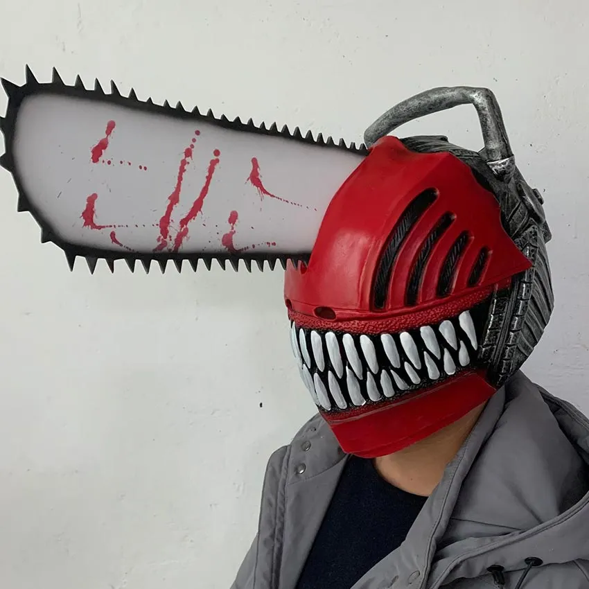 KILYOS Anime Chainsaw Man Latex Mask For Kids Denji Cosplay Full Face  Helmet Halloween Masquerade Party Costume Props