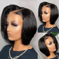 【LZ】✲  Short Bob Lace Front Straight Wig 13x1 T Part Pixie Bob Lace Human Hair Wigs for Women Pre Plucked Brazilian Remy Lace Front Wig