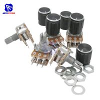 5PCS Potentiometer Resistor 1K 2K 5K 10K 20K 50K 100K 500K 1MOhm WH148 6Pin Linear Taper Rotary Potentiometer for Arduino w/Knob