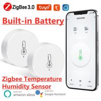 Zigbee เครื่องวัดอุณหภูมิในร่มแบบดิจิตอลความชื้นและอุณหภูมิเครื่องวัดเซ็นเซอร์สมาร์ทโฮมมาตรวัดความชื้นทำงานร่วมกับ Alexa Google Tuya