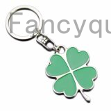 Fancyqube สีเขียวกลีบใบพวงกุญแจสี่ Leaf Clover Key CHAIN Lucky เครื่องประดับพวงกุญแจสีเขียวเข้ม - INTL