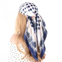 【Miki Xinyuan】ผ้าพันคอหัวสดใสผ้าพันคอไหม Foulard Femme Satin Pareo Kerchief Square Headscarf Bandana Cheveux Bufandas