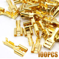 Acesia 100pcs Cable Lugs Cable Plug 6.3mm Uninsulated Blank 0.5-1.5mm Blade Receptacle