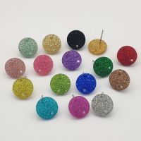 【YF】 chegada! Acrílico Coin-Shape Glitter Cor Brinco Studs para Fazer Jóias Brincos Acessórios Peças 14mm 16mm 100Pcs por lote