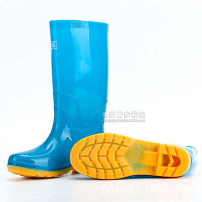[COD] ขายตรงรองเท้ากันฝนผู้หญิง PVC รองเท้าน้ำทรงสูง รองเท้าบูทกันน้ำกันลื่นแบบไม่มีผ้าสองสีแฟชั่นผู้หญิง