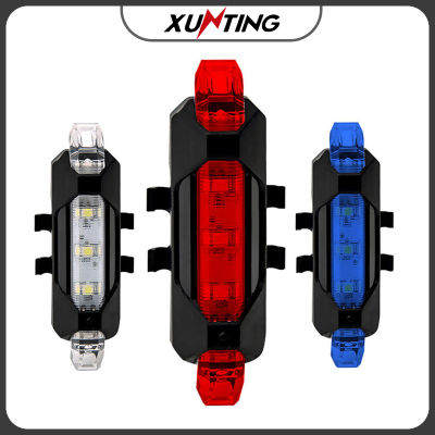 XUNTING ไฟจักรยาน ไฟท้ายจักรยาน LED แบบชาร์จไฟได้ USB กันน้ำ
