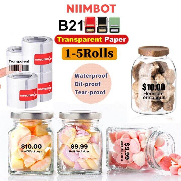 niimbot-กระดาษสมุดบันทึกสติกเกอร์ชื่อใสกันน้ำมีกาวในตัว-b1กระดาษฉลากวงกลมขนาดเล็ก-b21-b203