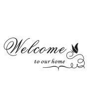 MeiYang สติ๊กเกอร์ตกแต่งบ้าน Welcome ของเรา Home ข้อความรูปแบบสติ๊กเกอร์ติดผนังในบ้านอุปกรณ์ตกแต่งห้องนั่งเล่นสติกเกอร์ตกแต่ง