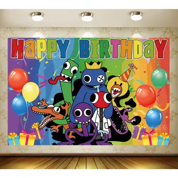 Cartoon Rainbow Friends Theme Birthday Party Decor Paper Banner