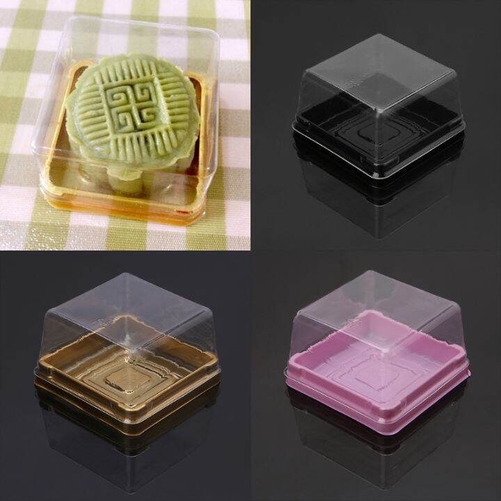 80g-สแควร์ดวงจันทร์ถาดเค้ก-mooncake-บรรจุภัณฑ์กล่องเก็บของผู้ถือ50ชุด