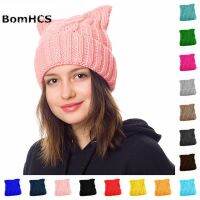 Cute Ears Pussy Cat Cap Women March-Cat Beanie Handmade Winter Warm Thick Knitted Hat